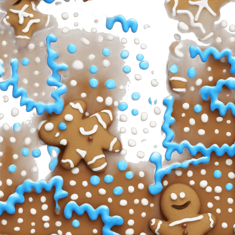 Gingerbread man with blue and white icing  emoji