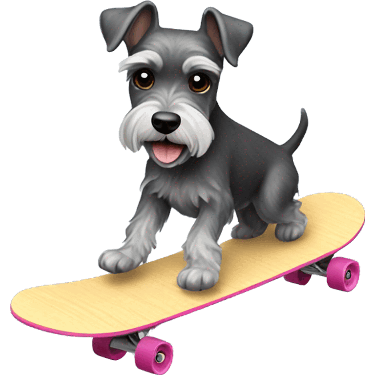 Miniature Schnauzer Dog skateboarding  emoji