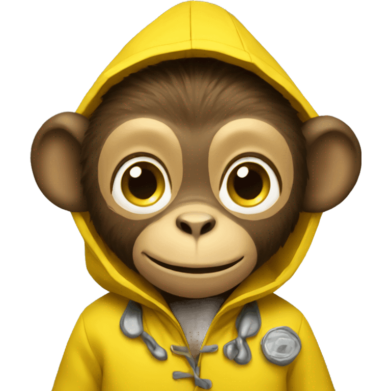 Monkey wearing a yellow raincoat emoji