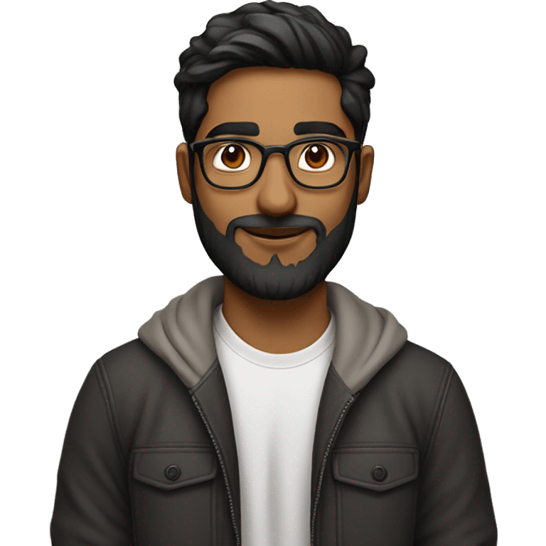 indian canadian 20 yr old with glasses, beard and airpods emoji