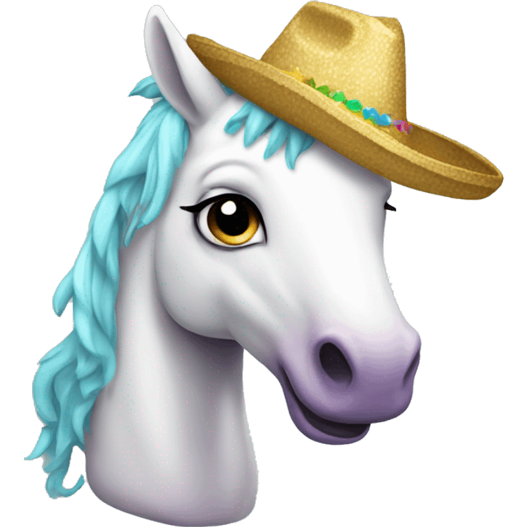 Unicornio con sombrero emoji