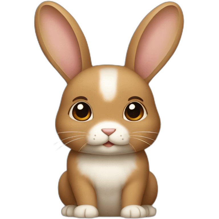 Light and dark brown Japanese rabbit with light brown ears  emoji