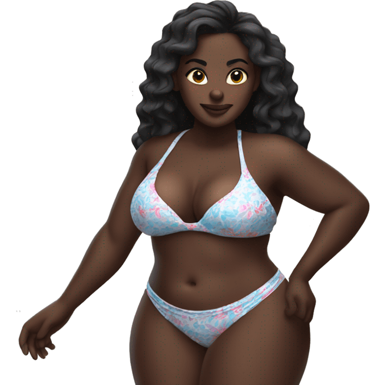 Curvy busty dark skin woman with a bikini emoji