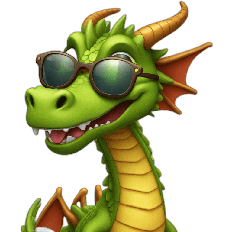 Dragon with tongue and sunglasses emoji