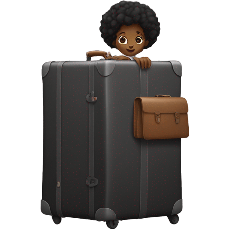 Black Girl hiding in her brothers suit case for Panama  emoji