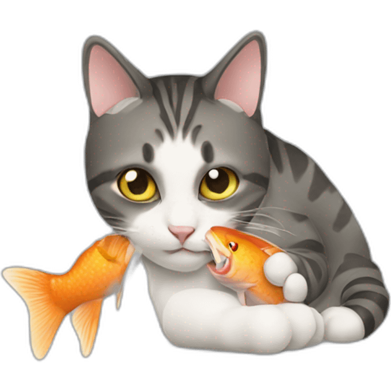 cat eating a fish emoji