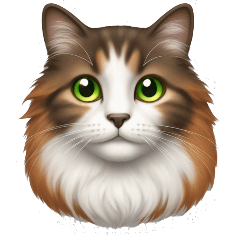 fluffy cat with orange, brown and dark brown hair and green eyes emoji