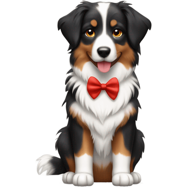 Australian sheperd With red bow  emoji