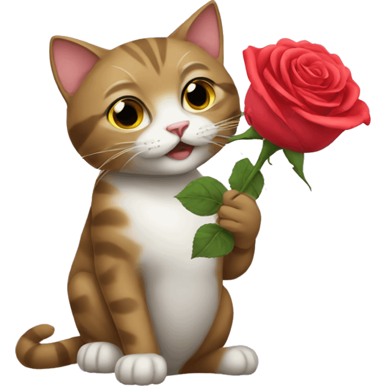 cat eating rose emoji