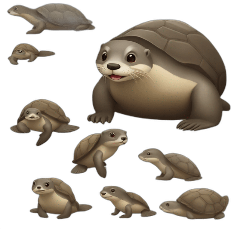 Loutre sur une tortue  emoji