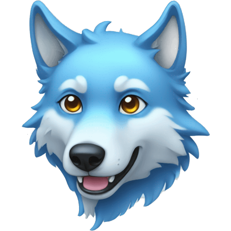 Cute blue Wolf ghost emoji