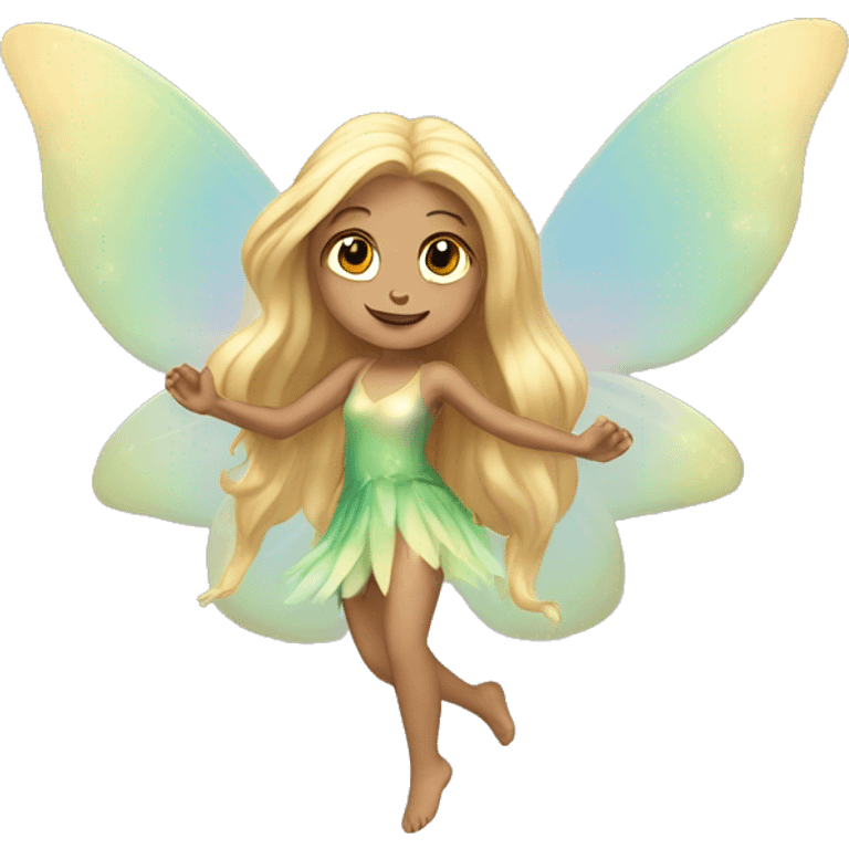 Iridescent fairy flying long hair blonde full body emoji