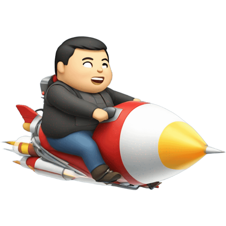 Fat Asian man riding rocket emoji