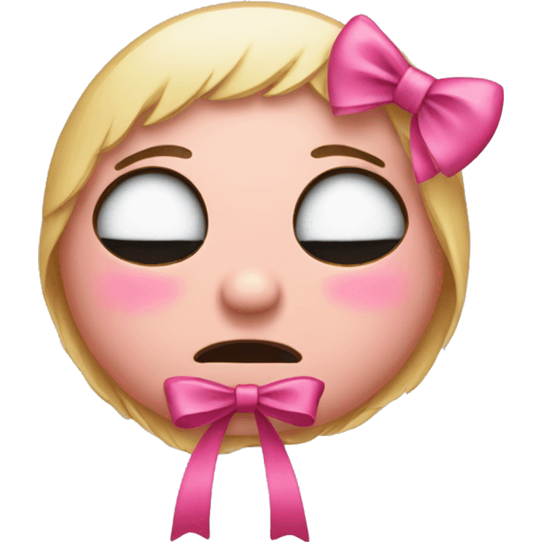 crying emoji with pink bow  emoji