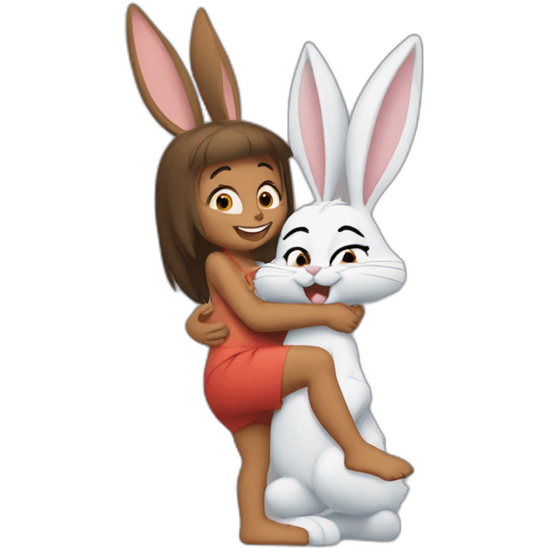 Lola and bugs bunny hug emoji