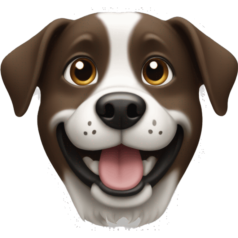 black, brown and white happy dog head emoji