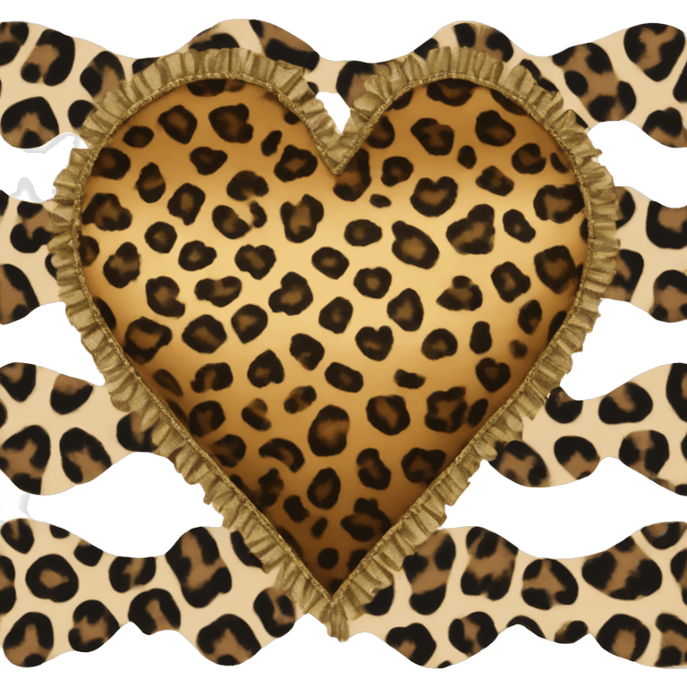 Leopard print heart with black ruffles emoji