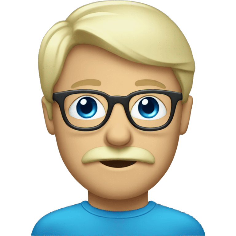 Blond, moustache, eyeglasses and blue eyes emoji