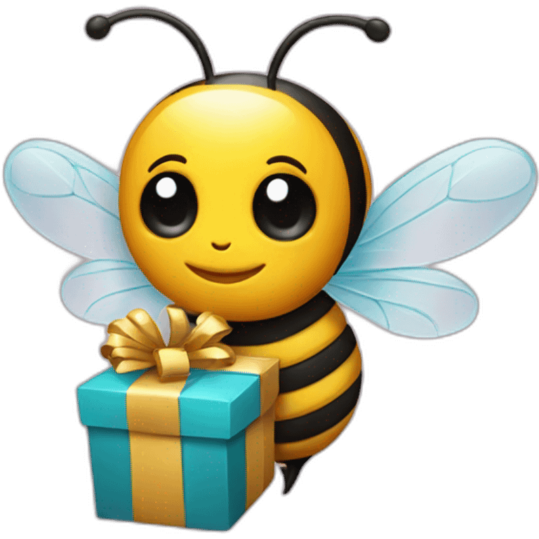 a bee holding a present emoji