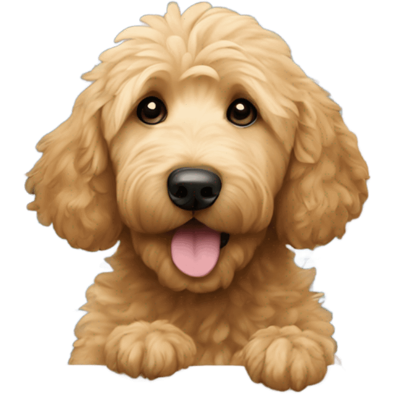 Goldendoodle peeking his nose through a door emoji