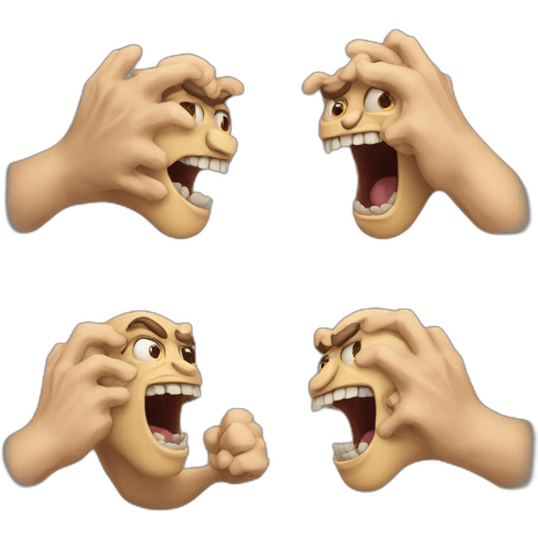 A man acting like a monster with his hand and his face says grrr. Both hands are visible !  emoji