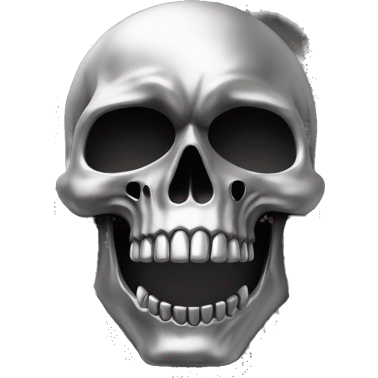 a stylized skull with metallic or silver hue, with sharp, angular lines The skull's design is both skeletal and abstract, emphasizing a fierce, predatory nature.

The skull is often framed or accentuated by additional elements like a pair of wing emoji