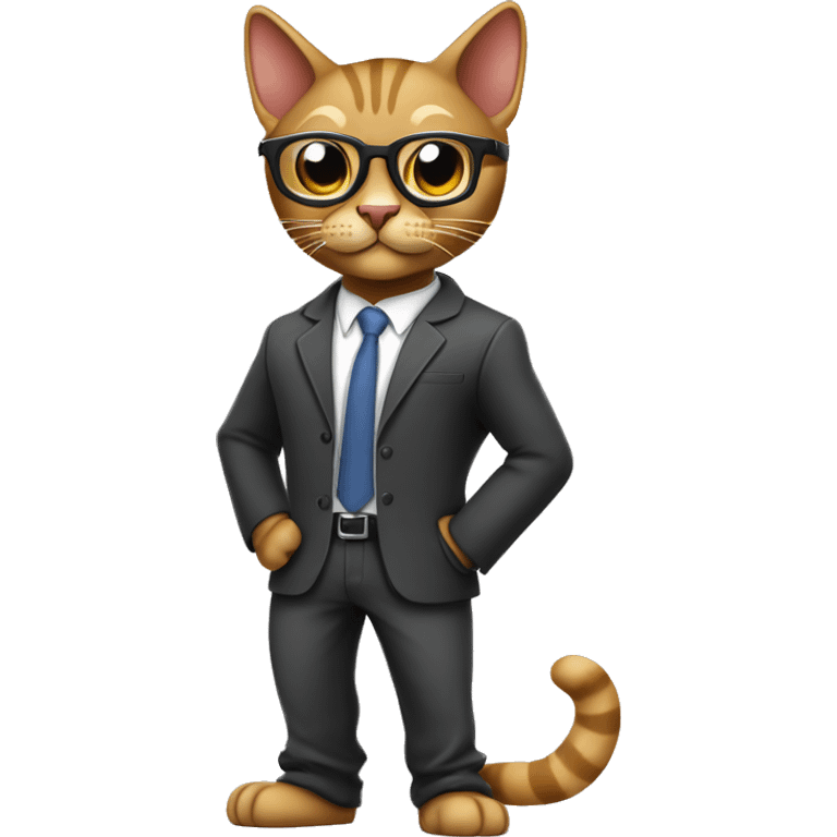 Mulatto hiphop confident business adult cat full body pfp with smart glasses emoji