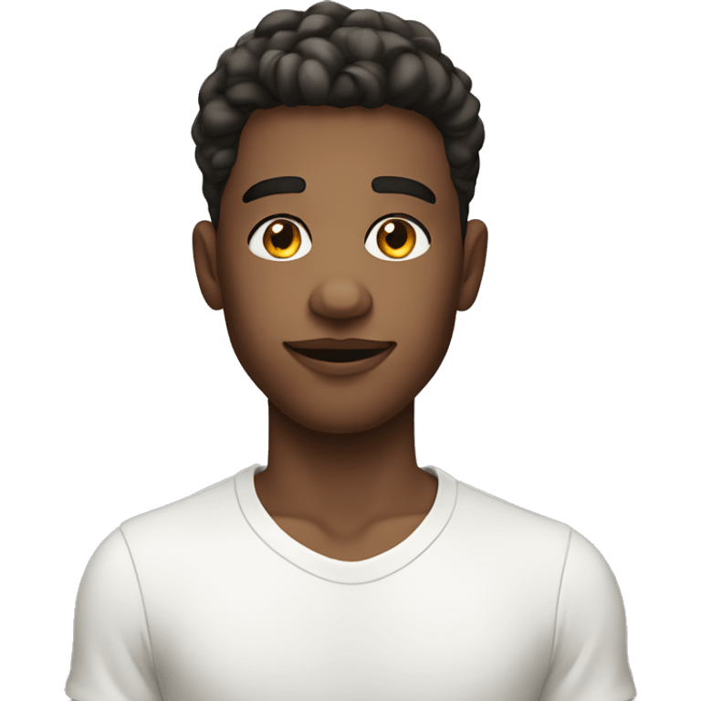 young man in white shirt and white skin and makeup emoji