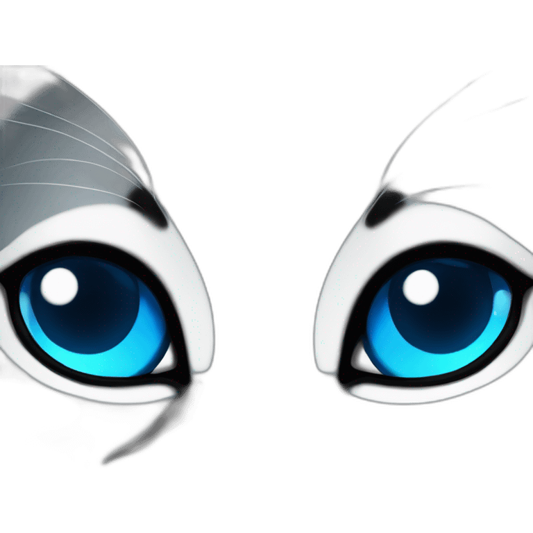 Black whit eyes blue baby cat emoji