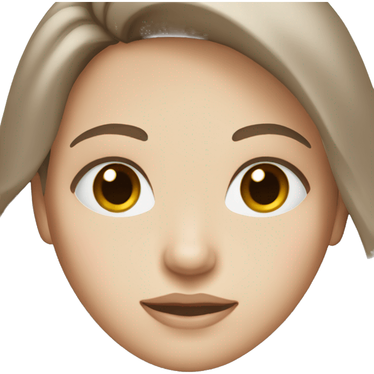 woman with long brown hair, blue eyes, and white skin emoji