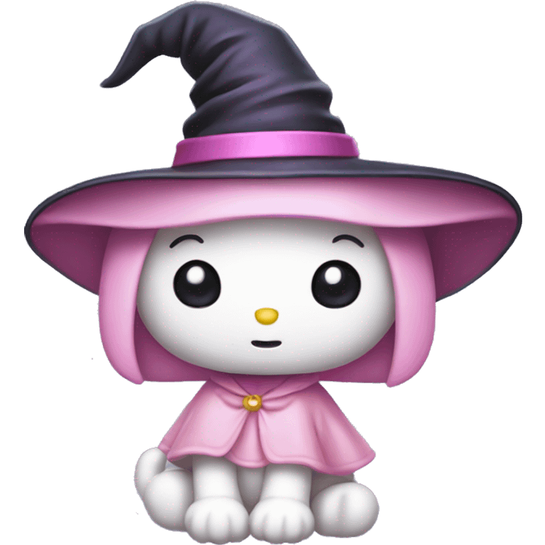 Hello kitty with witch light pink hat emoji