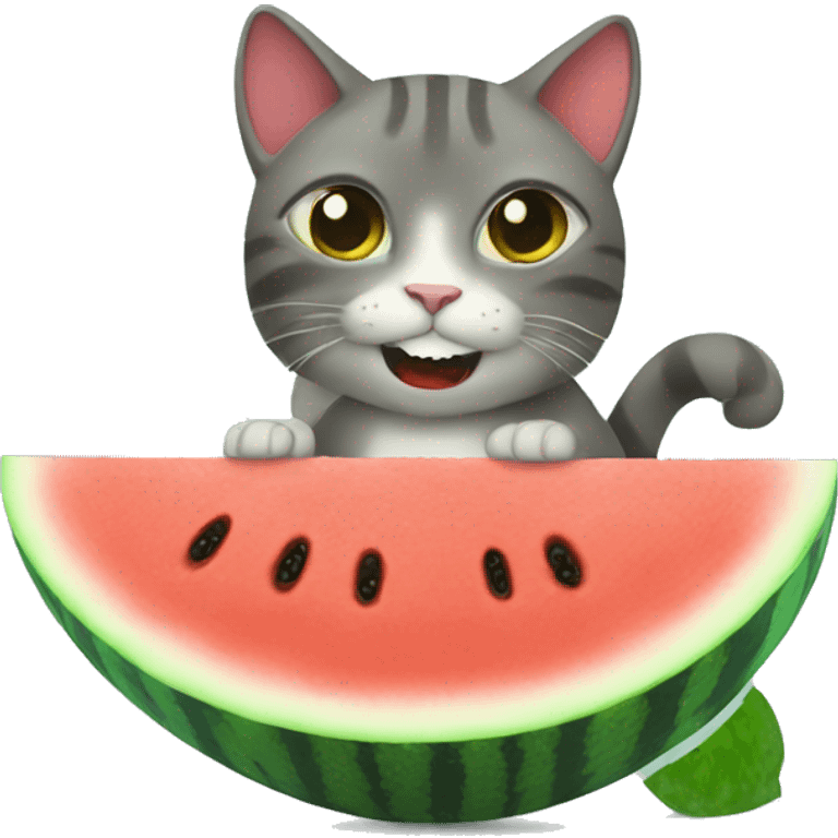 Cat eating water melon emoji