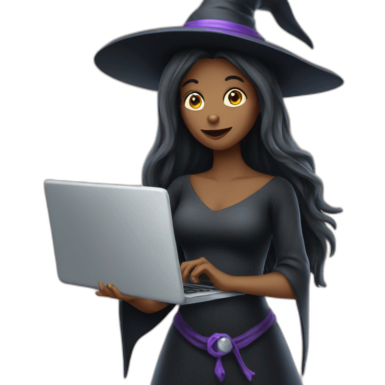 Witch holding laptop emoji