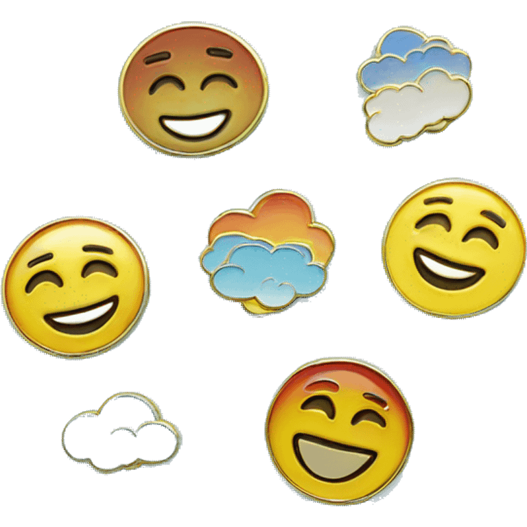 Colorful gold enamel pin sky blue background emoji