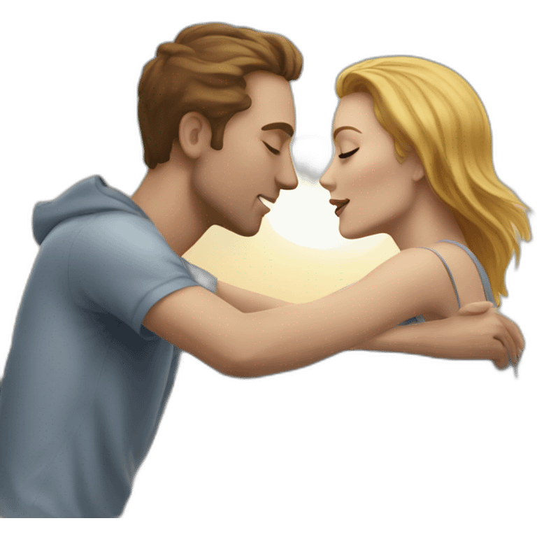 kiss white man and white woman on the roof emoji