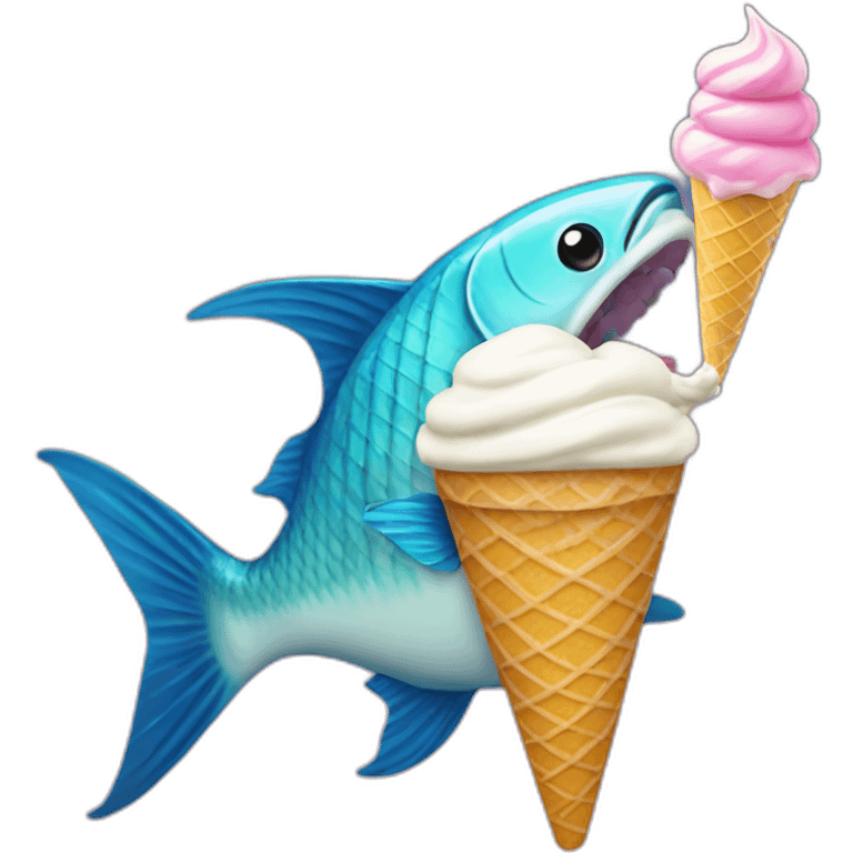 nice fish eating ice cream emoji