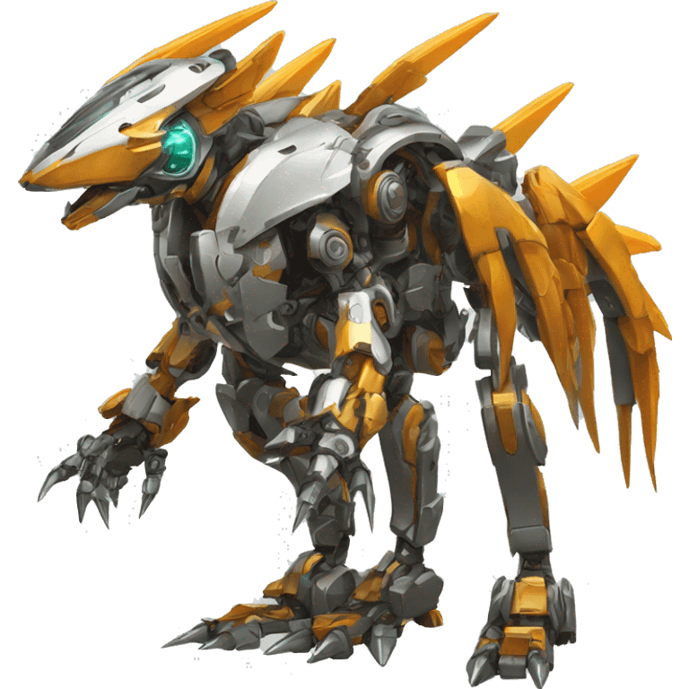 a futuristic mechanical spiky Medabot-raptor-dragon-mecha full body emoji