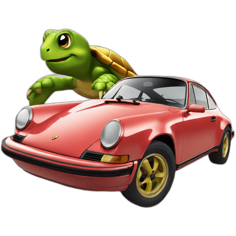 Une Porsche avec une tortue dessus emoji