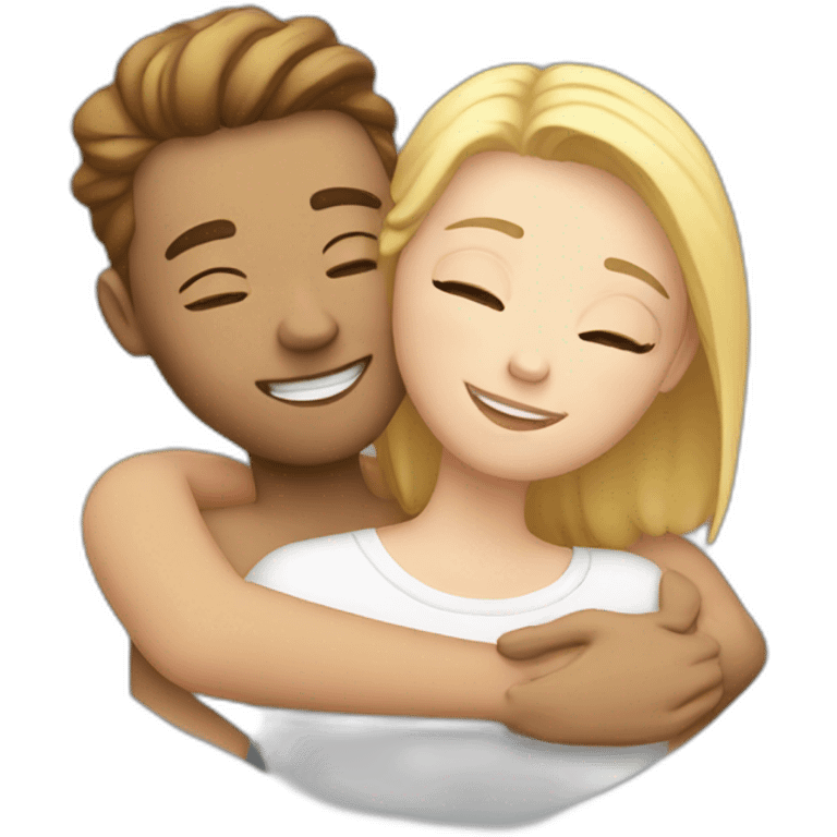 White Couple hugging each other emoji