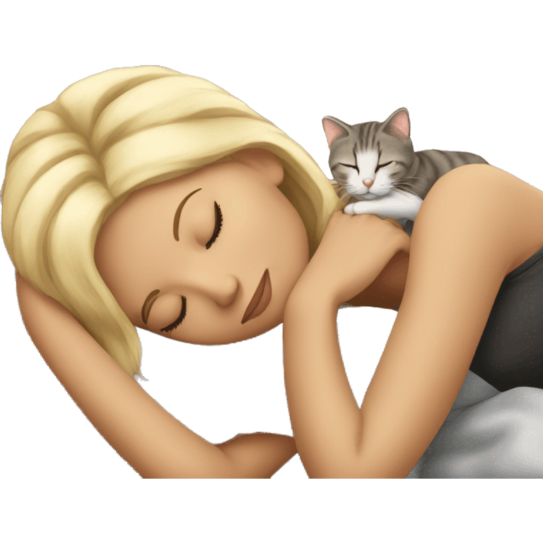 blonde sleeps with cat emoji