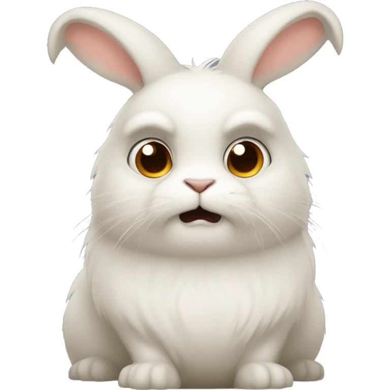 an anthropomorphic himalayan rabbit with shifty eyes emoji