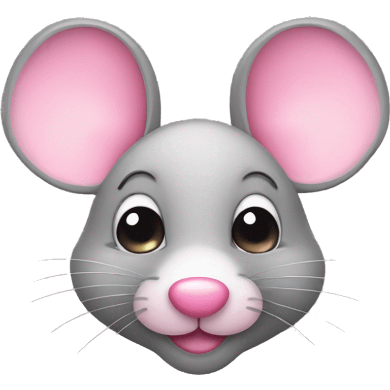 cute mouse face emoji with pink heart-shaped nose emoji