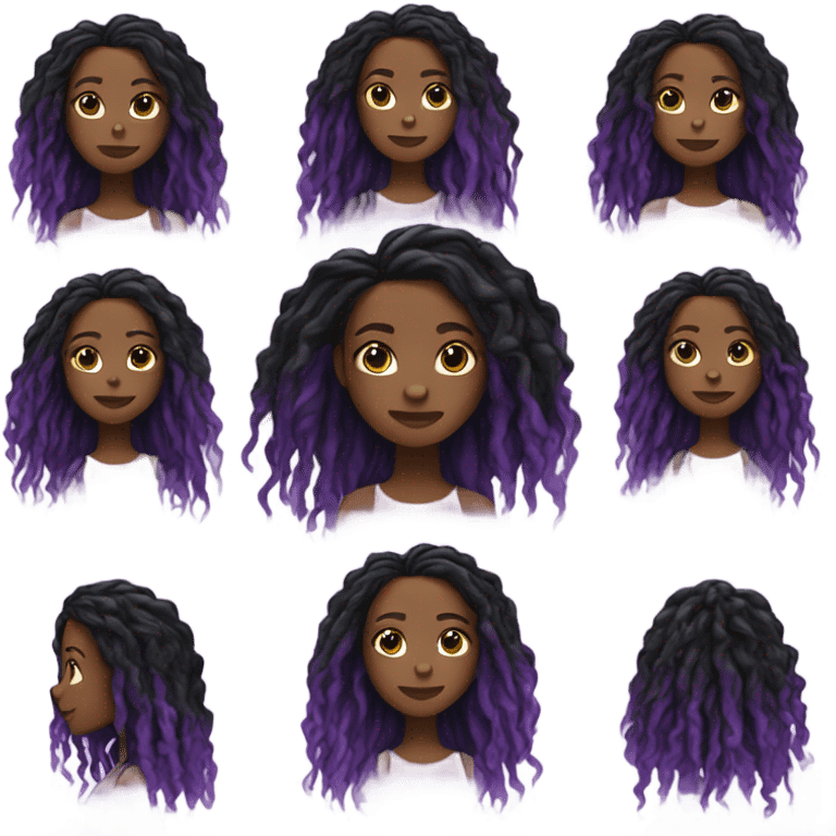 Black girl with long ombré black and purple locs  emoji