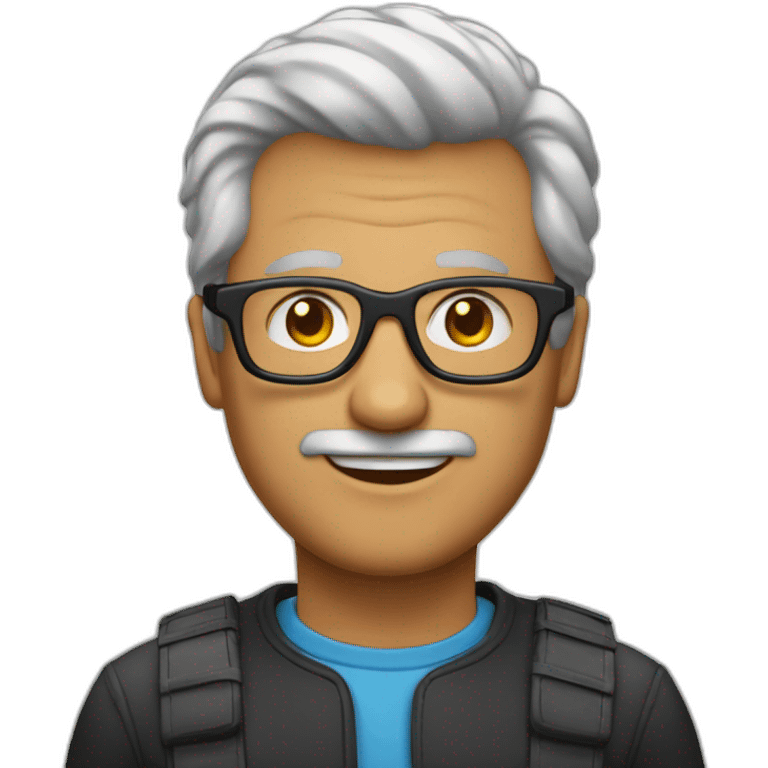 Un homme de 50 ans, avec des lunettes et les cheveux noirs emoji