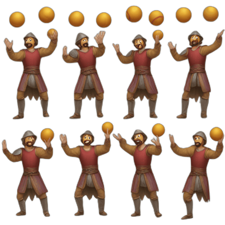 medieval juggler juggling 4 same-sized balls over them emoji