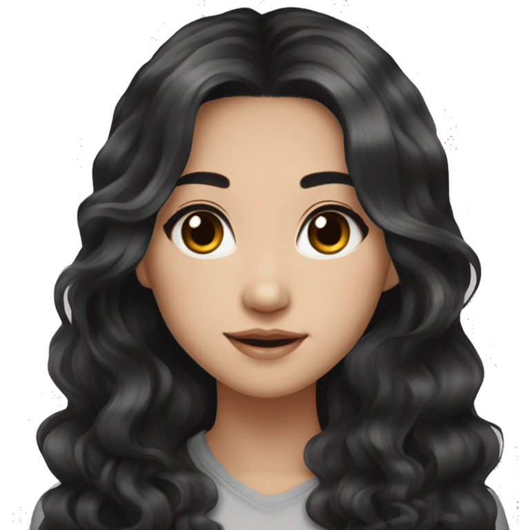 Beautiful girl,Black hair,wavy hair，long hair,Black eyes,Chinese emoji