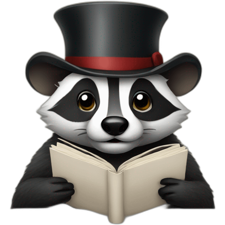 The badger emoji wearing a monocle and reading a book emoji