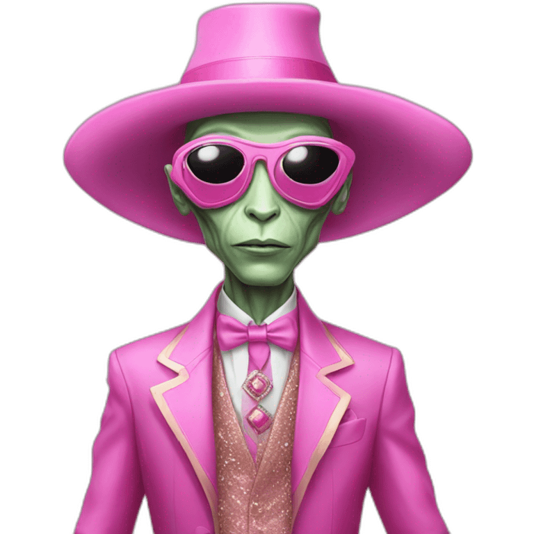 Fancy alien with luxury clothes pink emoji