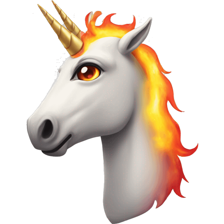 Unicorn with fire eyes emoji