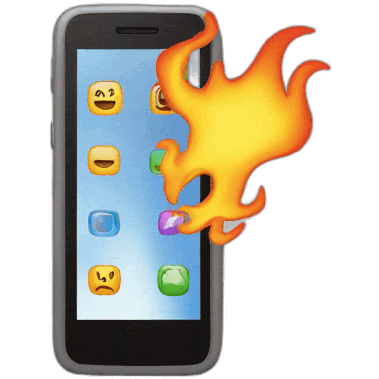 a cellphone whit flames emoji